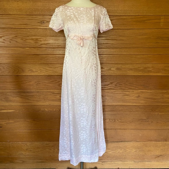 Vintage Dresses & Skirts - Vintage empire waist regency style pink short sleeve gown